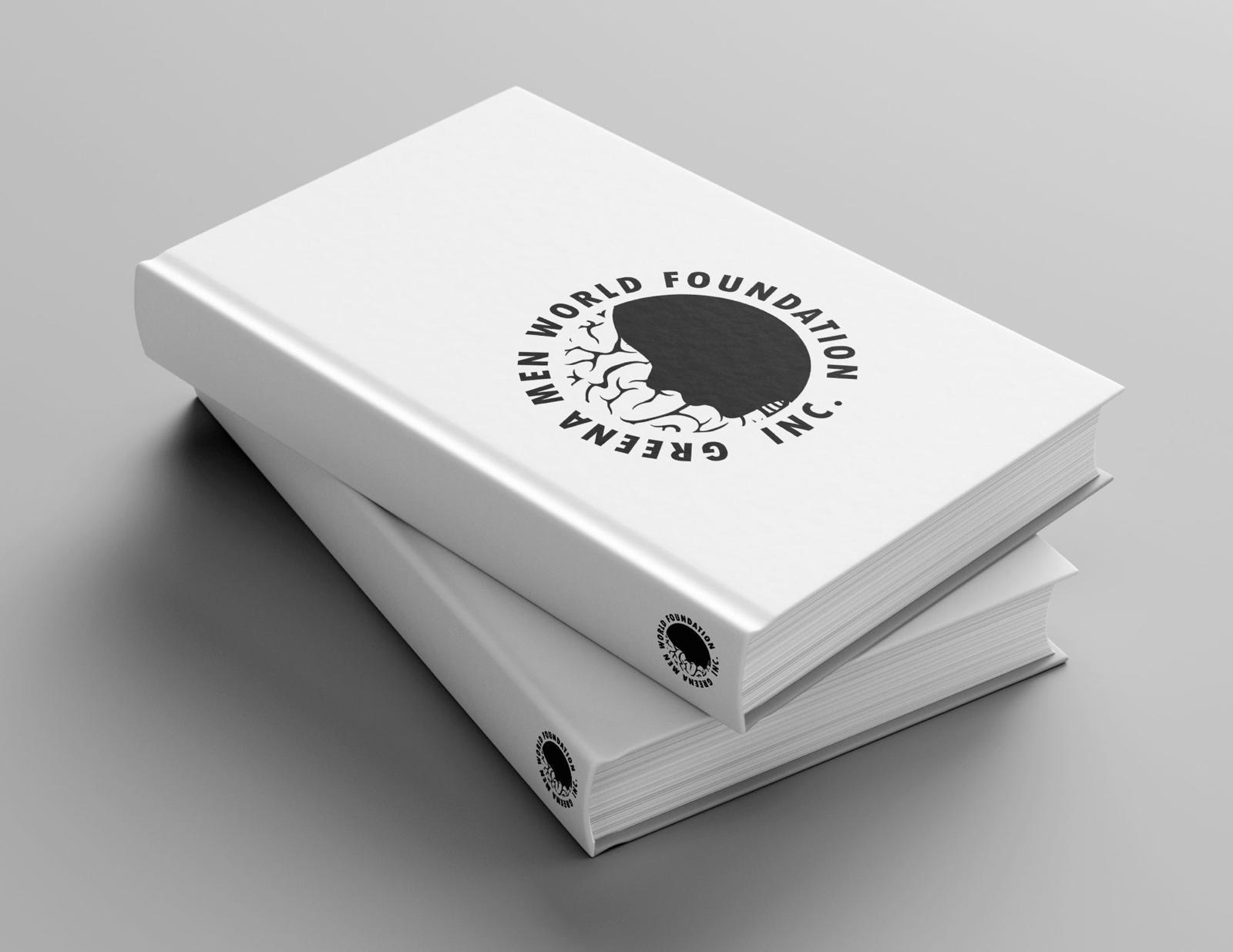 White notebooks branded with the Greena Men World Foundation emblem